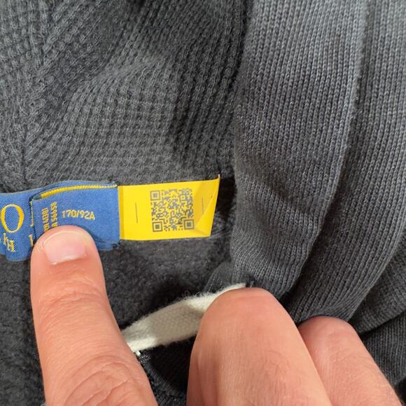 Polo Ralph Lauren Hoodie Mens Small Black Waffle Thermal Pony Full Zip Heavy - Picture 4 of 8